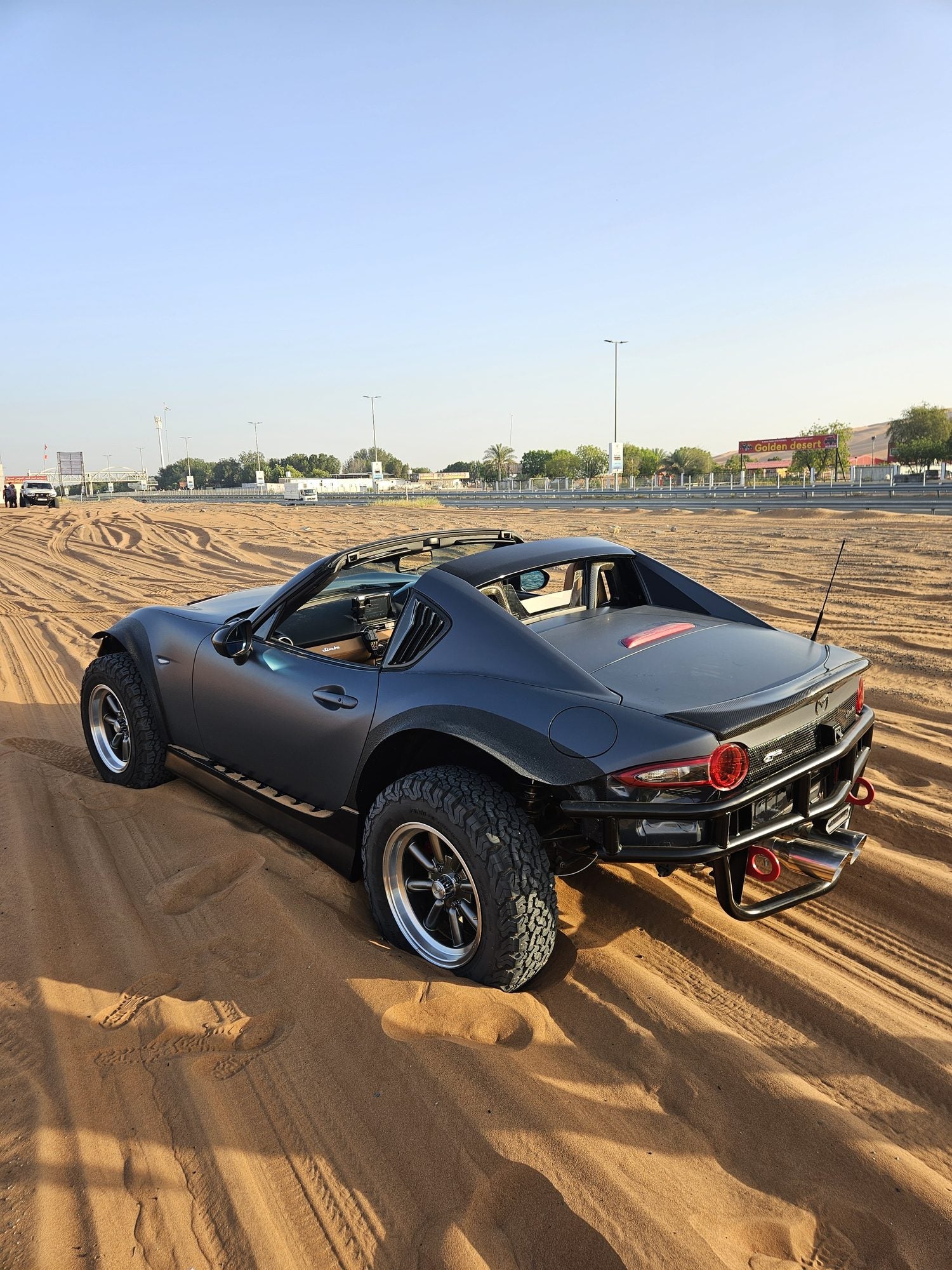Simba rear three-quarter view in the desert
