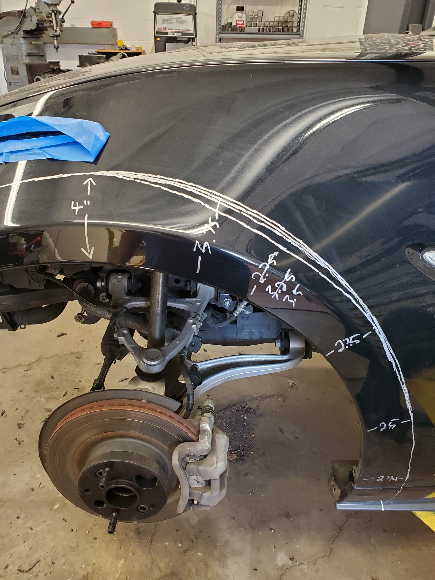 Chalk layout for the Beachster fender opening